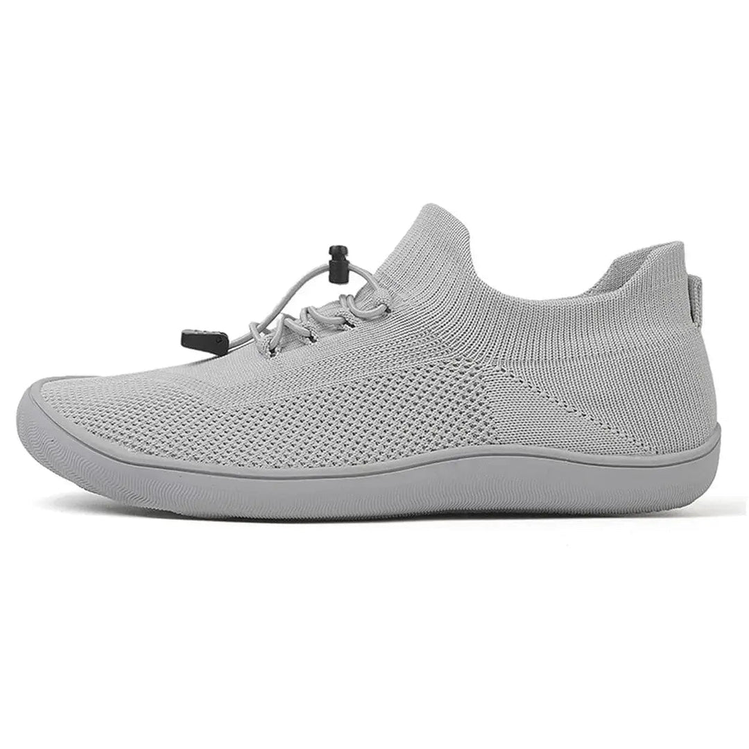 Unisex textured knit casual shoes with toggle lace-up and flat sole