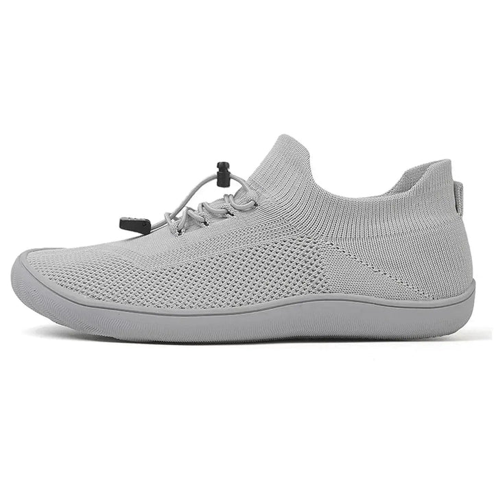 Unisex textured knit casual shoes with toggle lace-up and flat sole