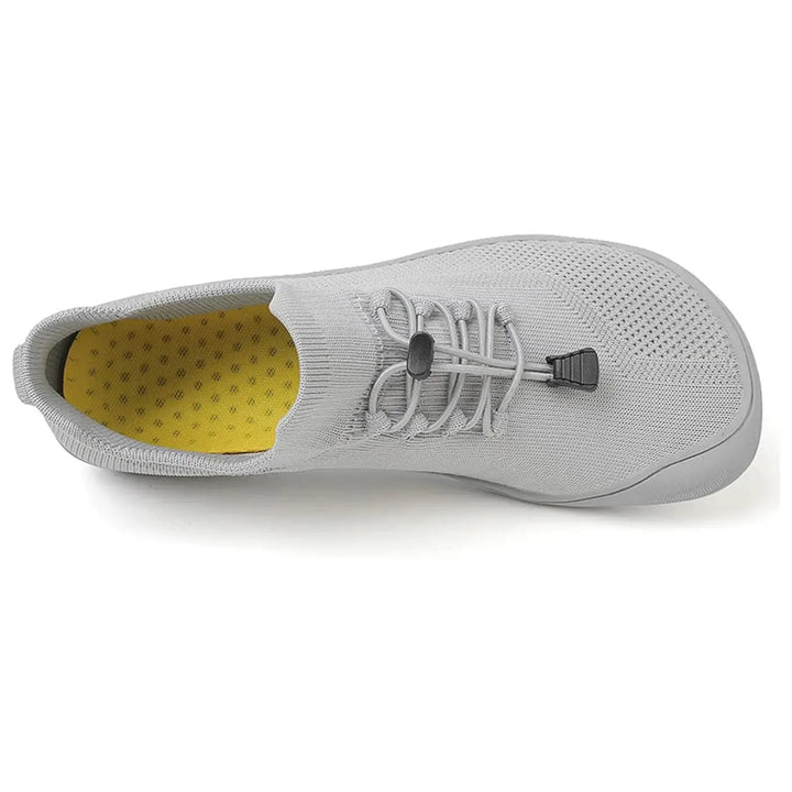 Unisex textured knit casual shoes with toggle lace-up and flat sole