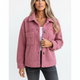 Women's sherpa jacket with shirt collar and four flap pockets