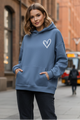 Women's hooded sweatshirt with white heart graphic and kangaroo pocket