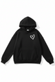 Women's hooded sweatshirt with white heart graphic and kangaroo pocket