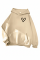 Women's hooded sweatshirt with white heart graphic and kangaroo pocket