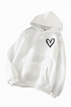 Women's hooded sweatshirt with white heart graphic and kangaroo pocket