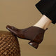 Women's ankle boots with square toes, textured side panels and block heels