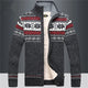 Men's geometric knit zip sweater with high collar and long sleeves