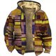 Men's multicolour patchwork hooded jacket with long sleeves and zip front