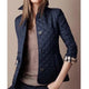 Women's diamond quilted jacket with button front and turn-down collar