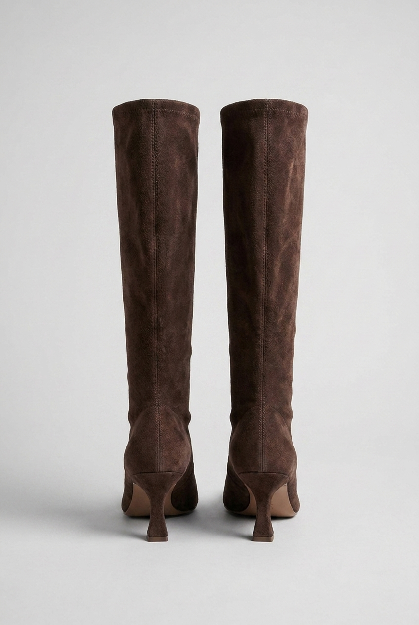 Women's knee-high pointed-toe boots with slim high heels