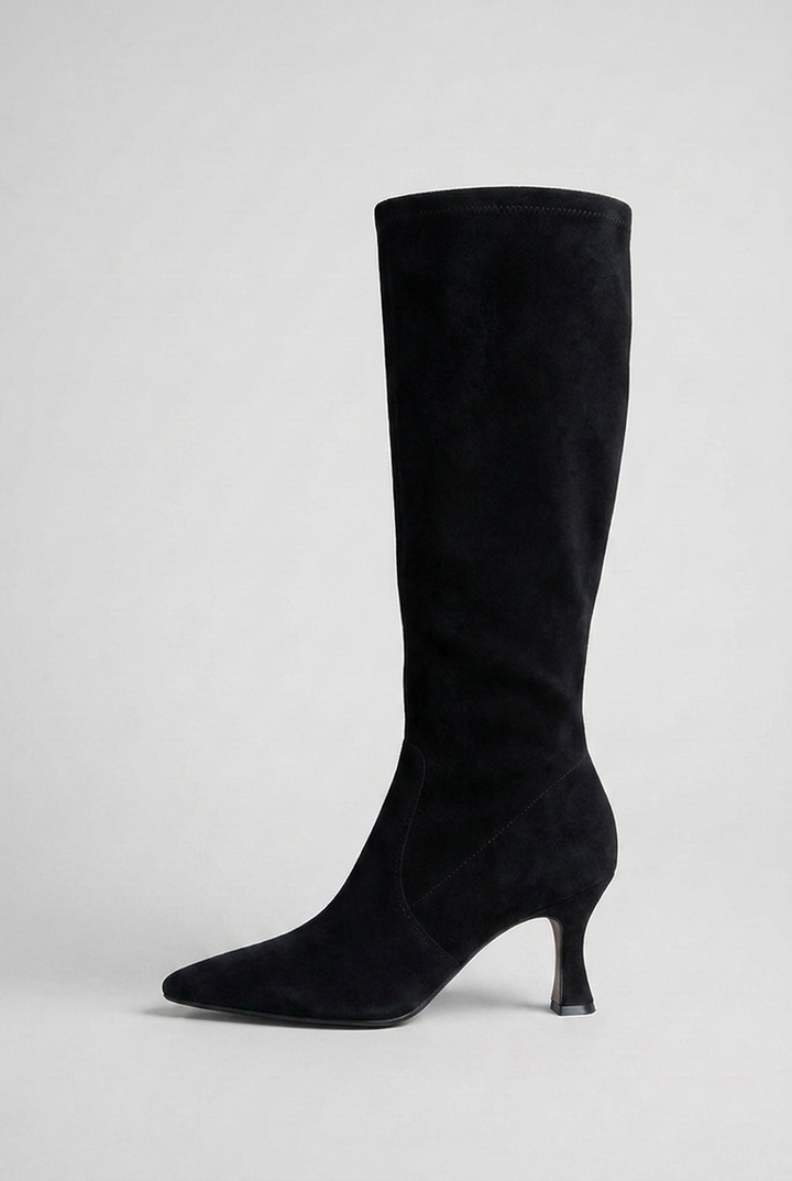 Women's knee-high pointed-toe boots with slim high heels
