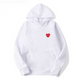 Women's pullover hoodie with hood, long sleeves, kangaroo pocket and small heart graphic