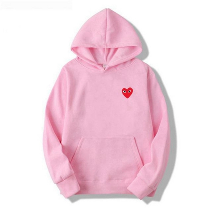 Women's pullover hoodie with hood, long sleeves, kangaroo pocket and small heart graphic