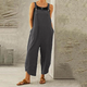 Women's relaxed dungaree jumpsuit with adjustable straps in navy blue