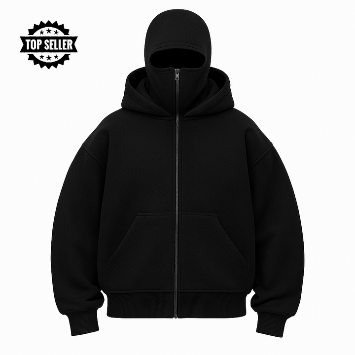 Unisex 3-in-1 tech hoodie with built-in face cover
