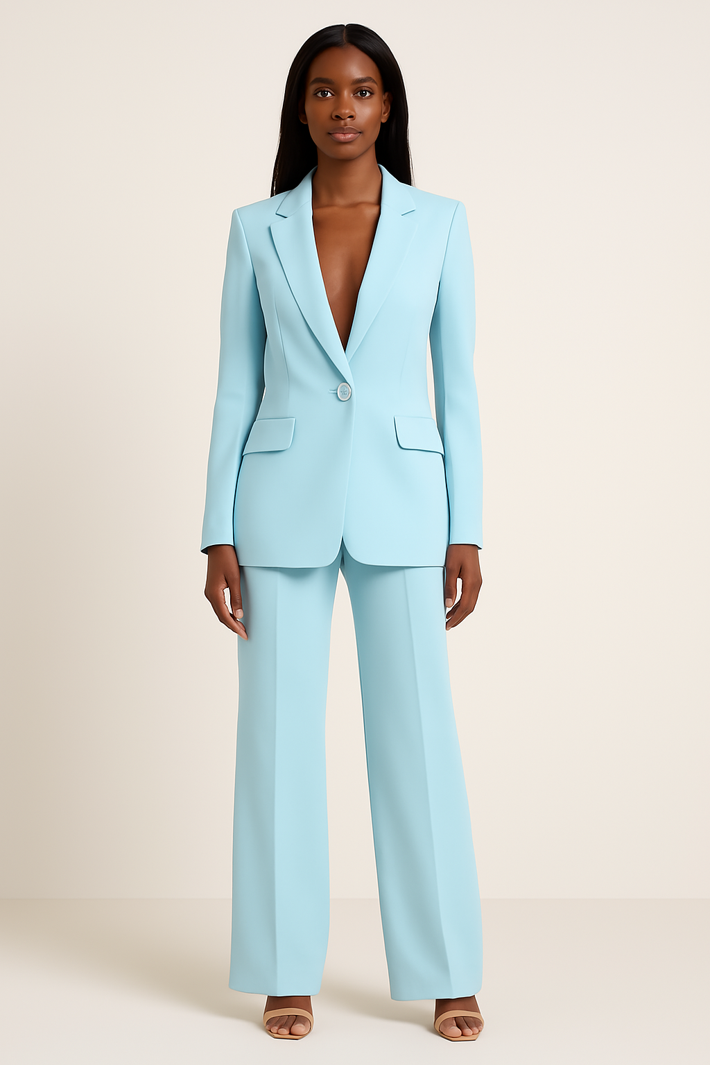 Women's tailored blazer and full-length trouser suit set