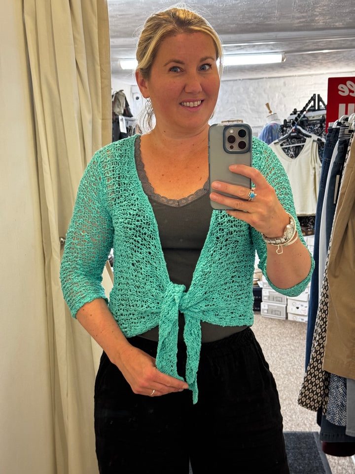 Popcorn Ikat Tie Front Cardigan