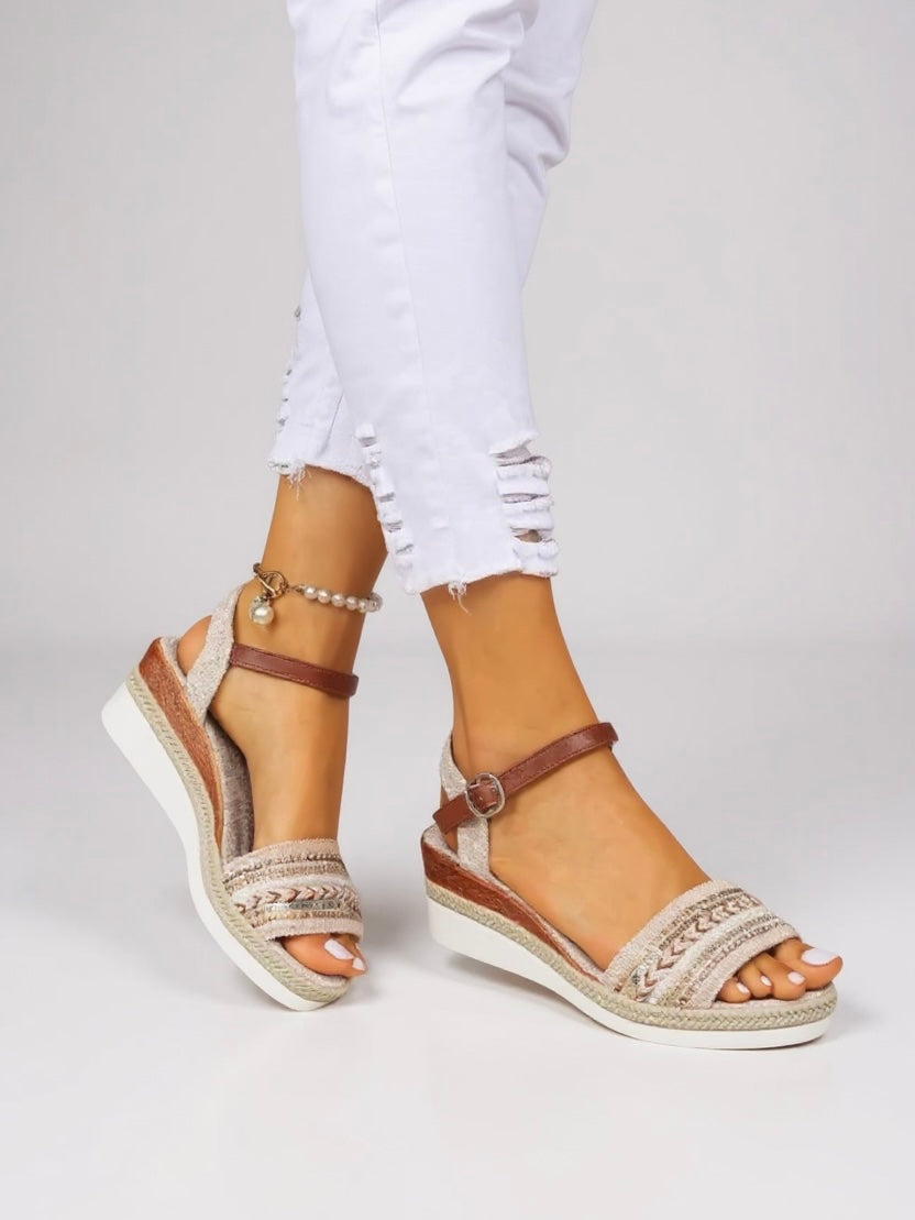 Deanna | Women's Beaded Wedge Sandals