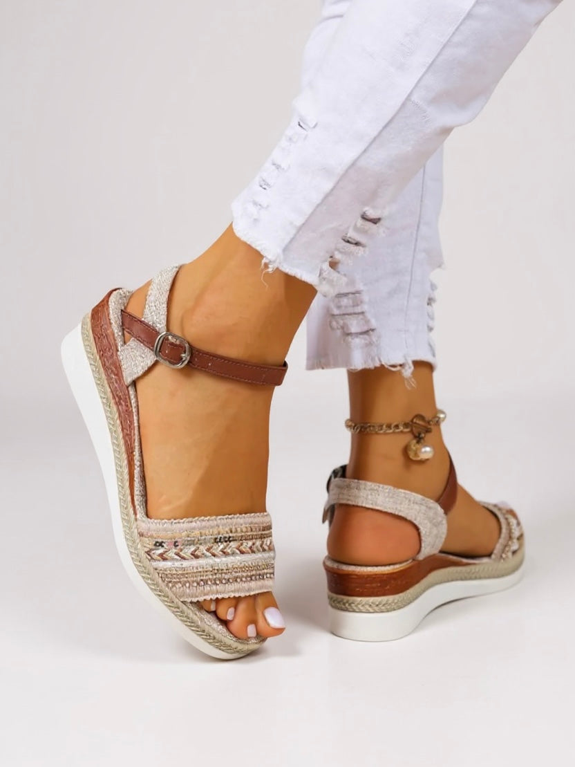 Deanna | Women's Beaded Wedge Sandals