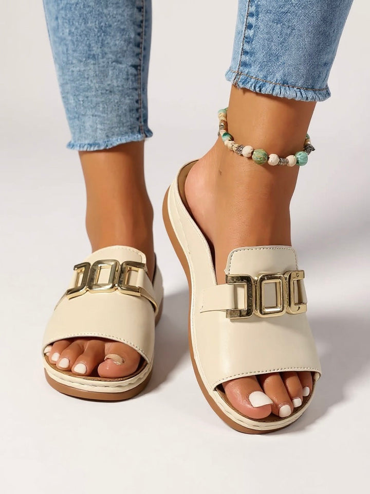 Iolanda | Women's Gold-Buckle Slides