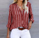 Women's Striped Casual Blouse Tops Sale in Red (Almost Sold Out) - View 9 | Bellmere