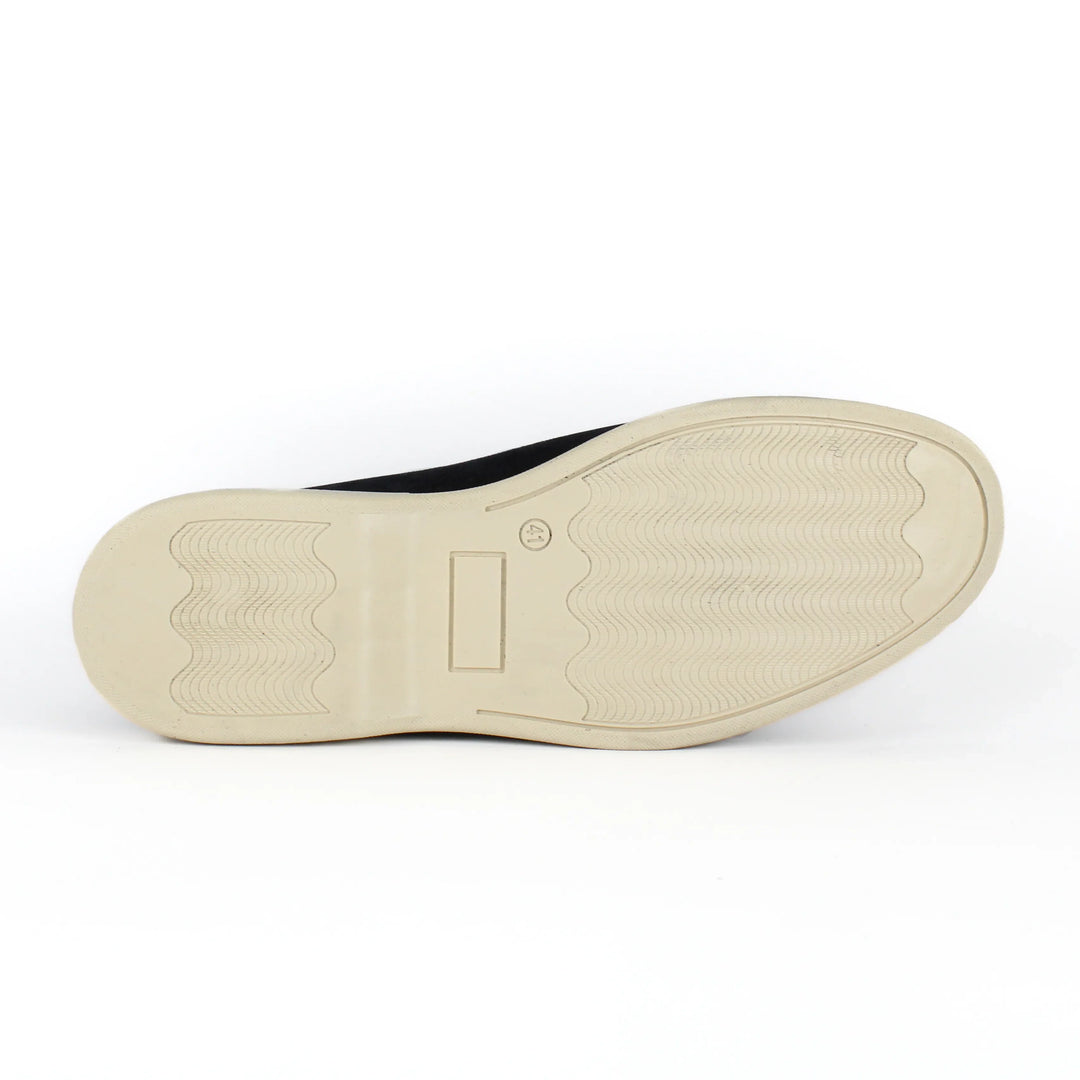 Blue suede moccasin loafers