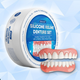 Pink and white silicone denture set with round storage case