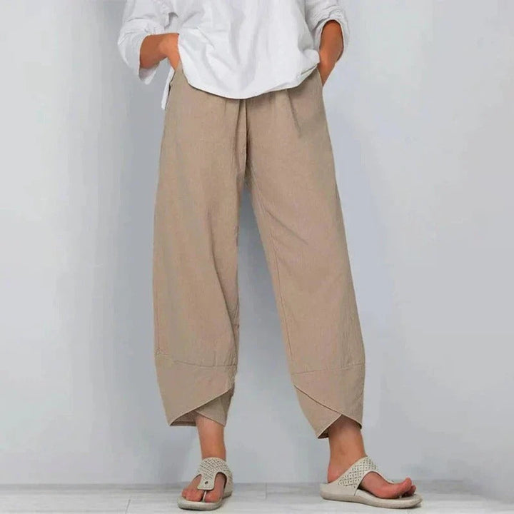Tarni Summer Pants in Khaki - View 2 | Bellmere