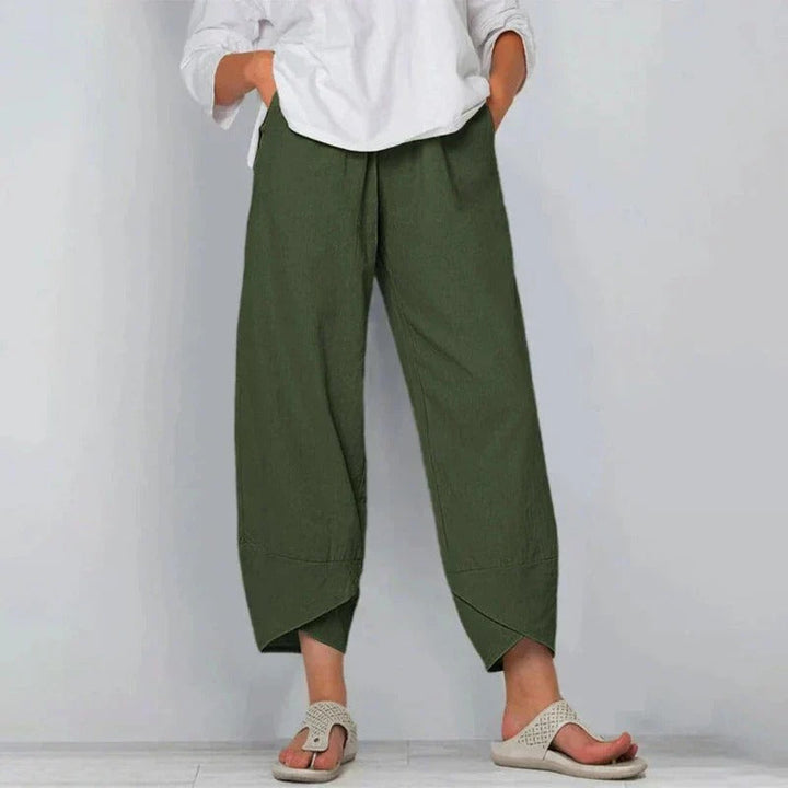 Tarni Summer Pants in Khaki - View 3 | Bellmere