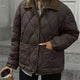 Women's quilted diamond jacket with fold-over collar