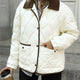 Women's quilted diamond jacket with fold-over collar