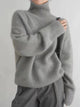 Women's ribbed turtleneck sweater with long sleeves and relaxed fit