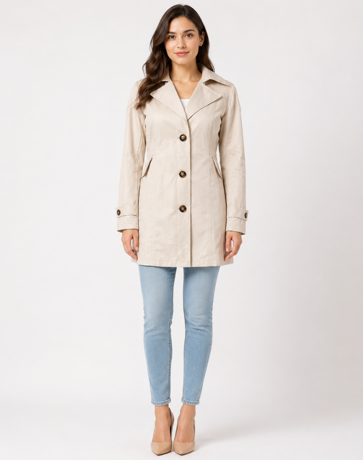 Women's short belted trench coat