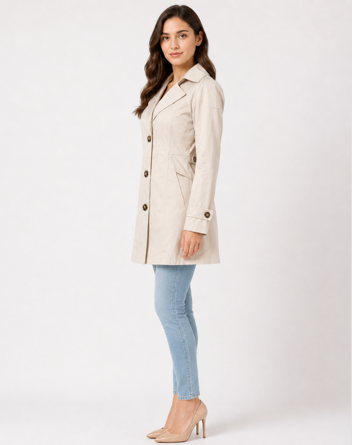 Women's short belted trench coat