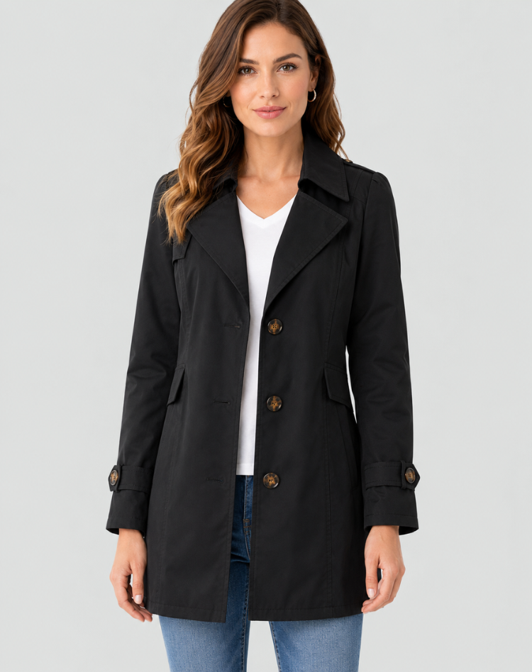 Women's short belted trench coat