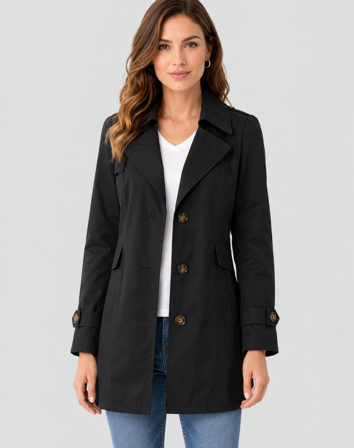 Women's short belted trench coat