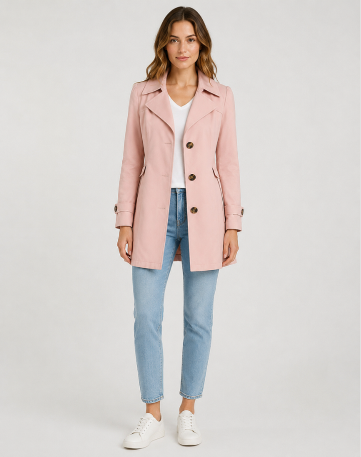 Women's short belted trench coat