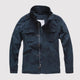 Men's solid field jacket with stand collar, long sleeves, zipper and multiple utility pockets