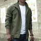Men's stand collar jacket with zip front and zipped pockets