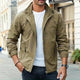 Men's stand collar jacket with zip front and zipped pockets