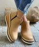 Women's ankle boots with rounded toes, side zippers and layered wedge soles