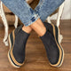 Women's ankle boots with rounded toes, side zippers and layered wedge soles