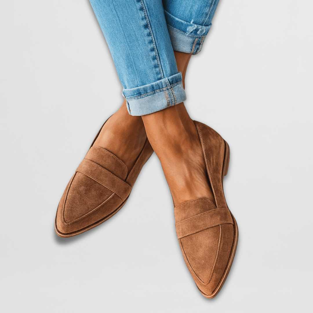 Women's pointed toe penny loafers with low heels