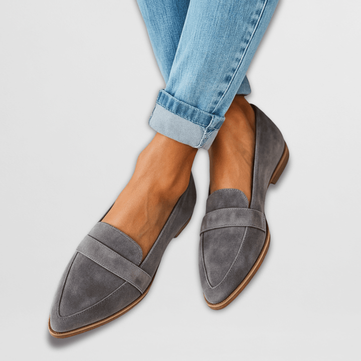 Women's pointed toe penny loafers with low heels