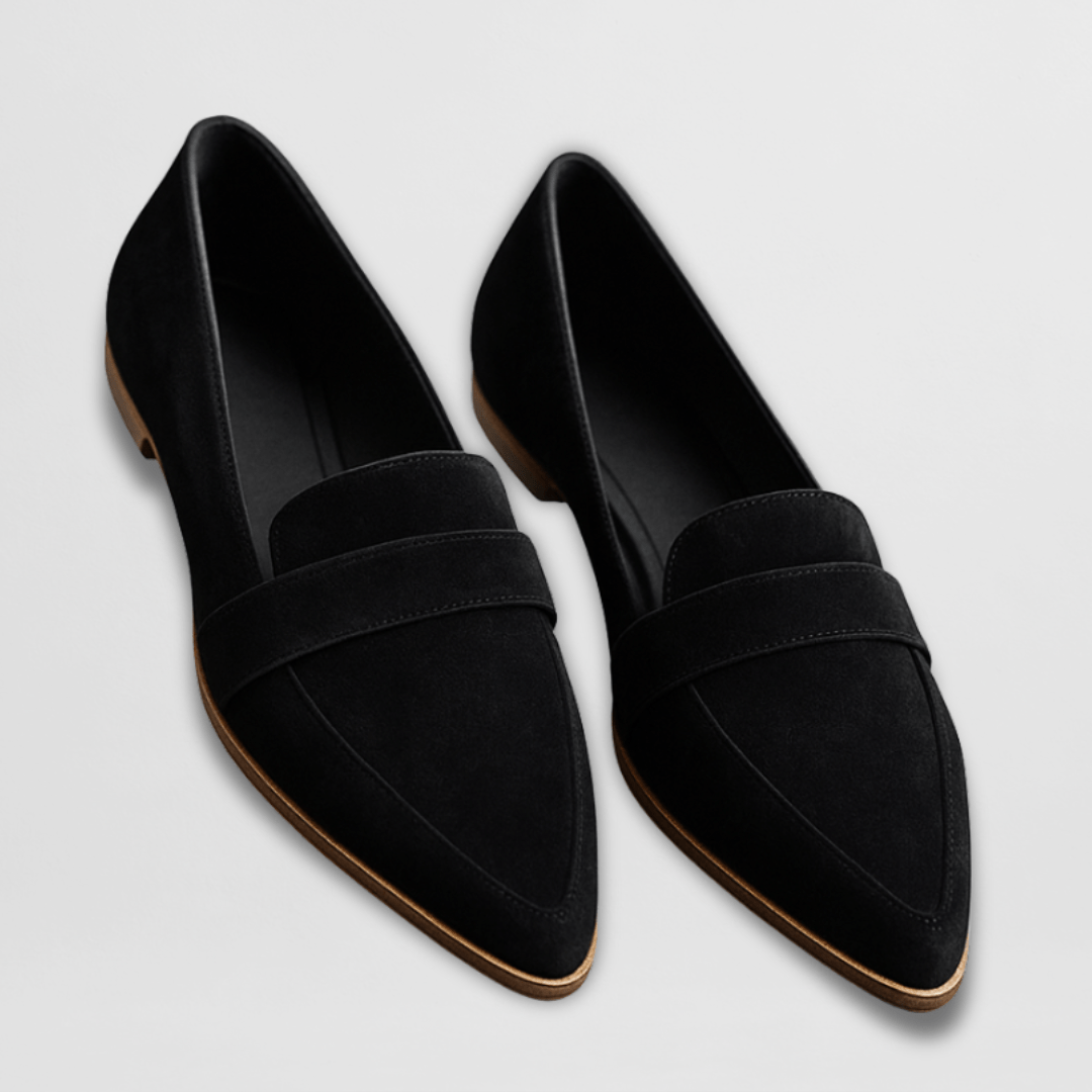 Women's pointed toe penny loafers with low heels