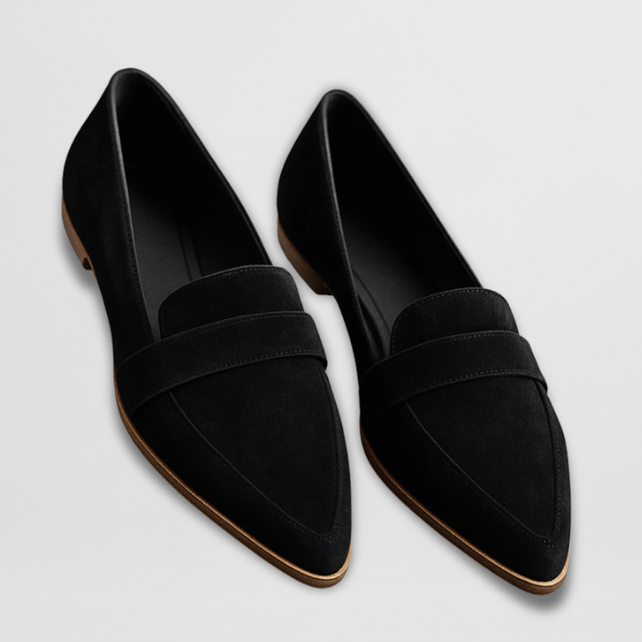 Women's pointed toe penny loafers with low heels