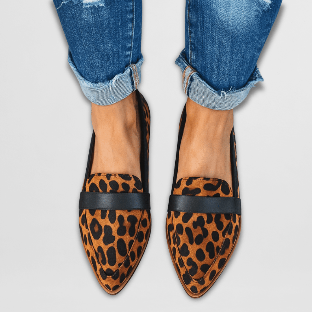 Women's pointed toe penny loafers with low heels