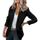 Women's open-front blazer with notched lapels and long sleeves