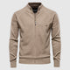 Men's full-zip textured cardigan with stand collar and long sleeves