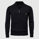 Men's full-zip textured cardigan with stand collar and long sleeves