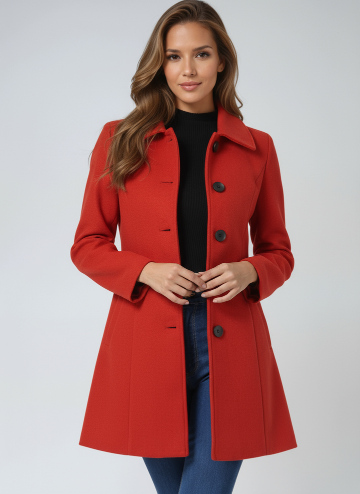 Women's single-breasted trench coat with notched collar and buttons